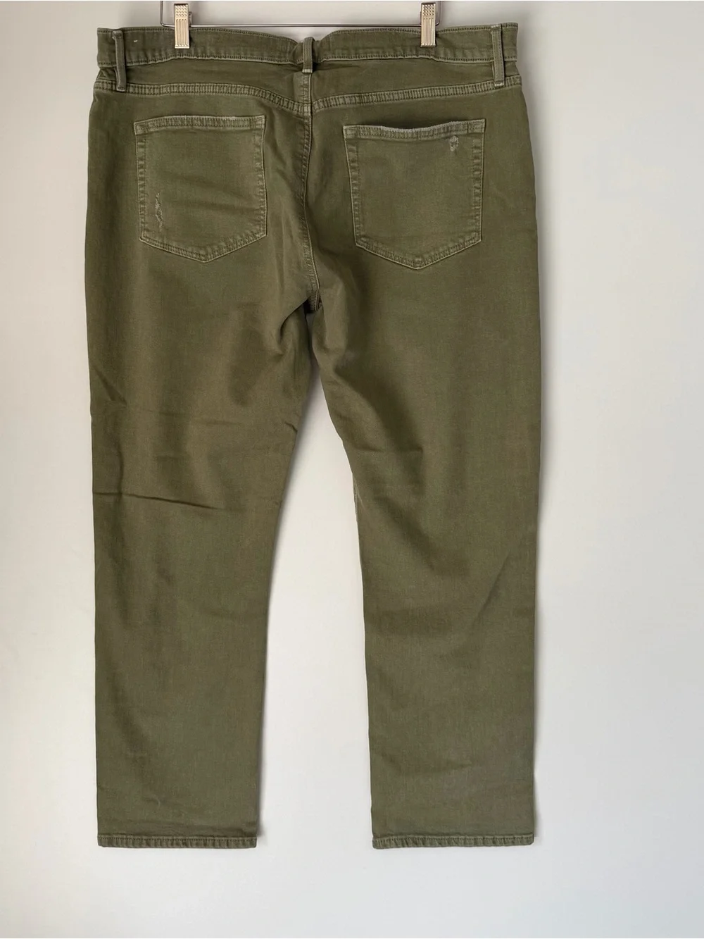 Loft Women's Olive Green Distressed Cropped Straight-Leg Jeans - Picture 3 of 9